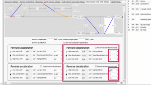 Adjusting deceleration ramp in COMBIVIS 6 Software wizard Function