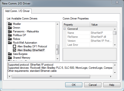 Combivis Studio HMI comm driver interface