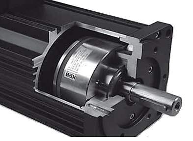 Cutaway of an Industrial brake mounted inside a servo motor