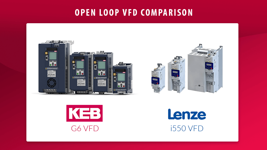Comparing a Lenze i550 frequency inverter with the KEB G6 open loop Drive Side-by-side