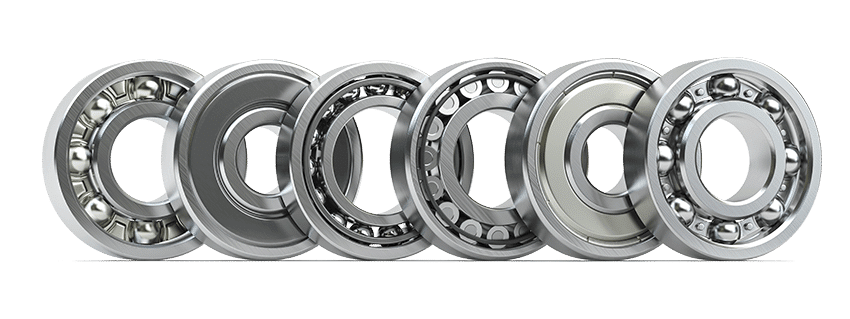 different types of ball bearings in a row