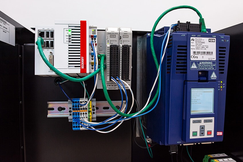 Application using an EtherCAT VFD connected to a Beckhoff CX5120 PLC