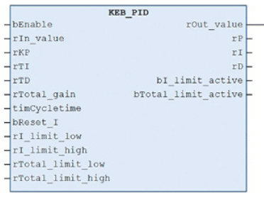 Example of a function block inside KEB's COMBIVIS 6 programming and commissioning software