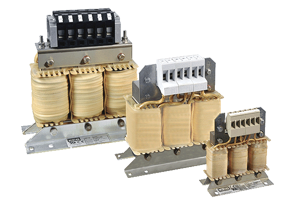Three sizes of Input and output filters and line reactors for VFD applications